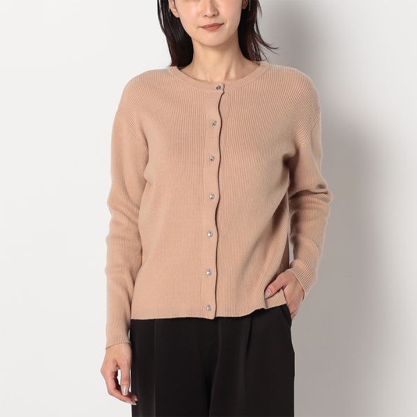 クルーネックリブカーディガン
