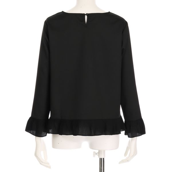 裾と袖のプリーツデザインブラウス