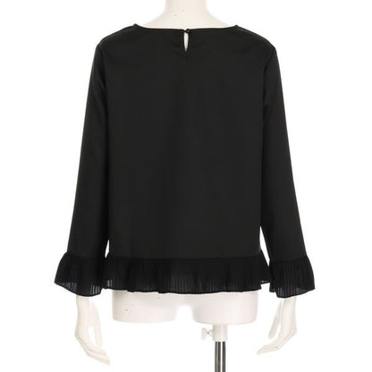 裾と袖のプリーツデザインブラウス