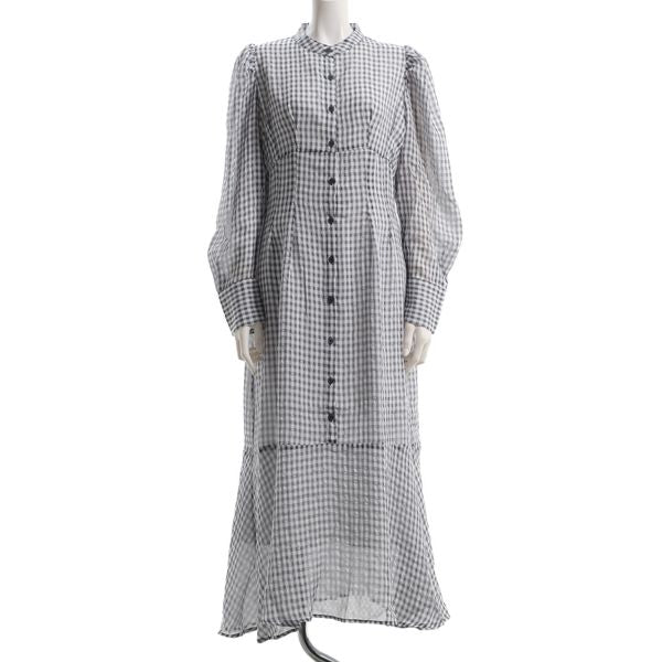 シアーチェック柄シャツワンピース