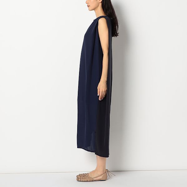 異素材切り替えコクーンワンピース