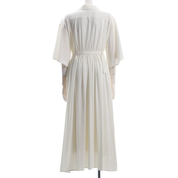 袖スリットカシュクールデザインベルト付きワンピース