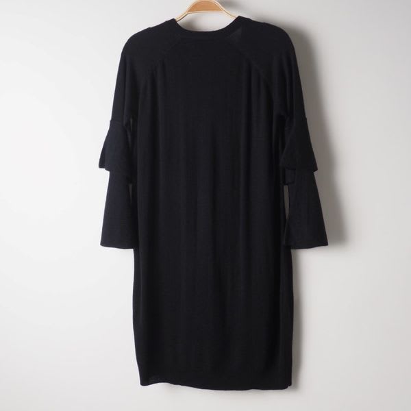 袖二重フレアデザインロングカーディガン