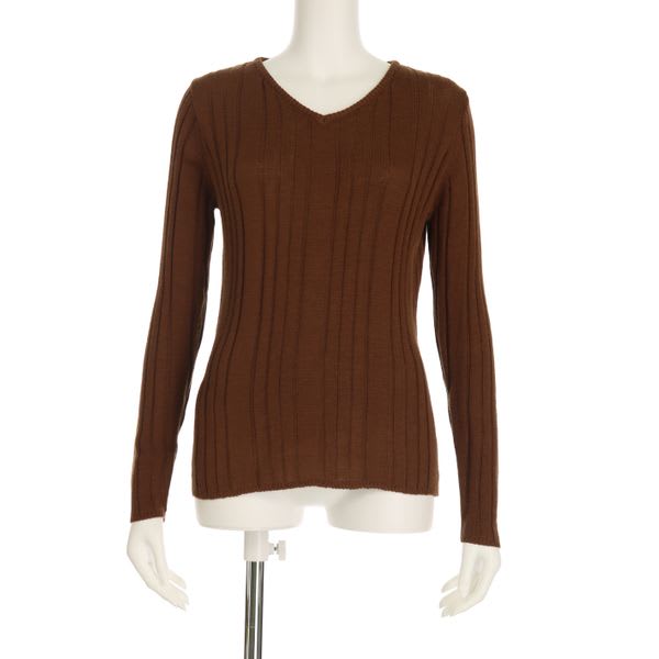 Vネックランダムリブニットプルオーバー