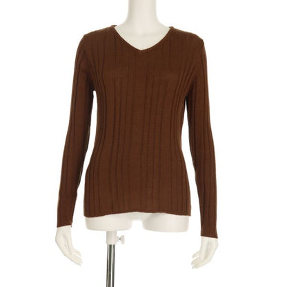 Vネックランダムリブニットプルオーバー