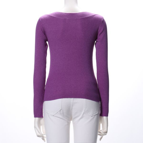 リブボートネックニット