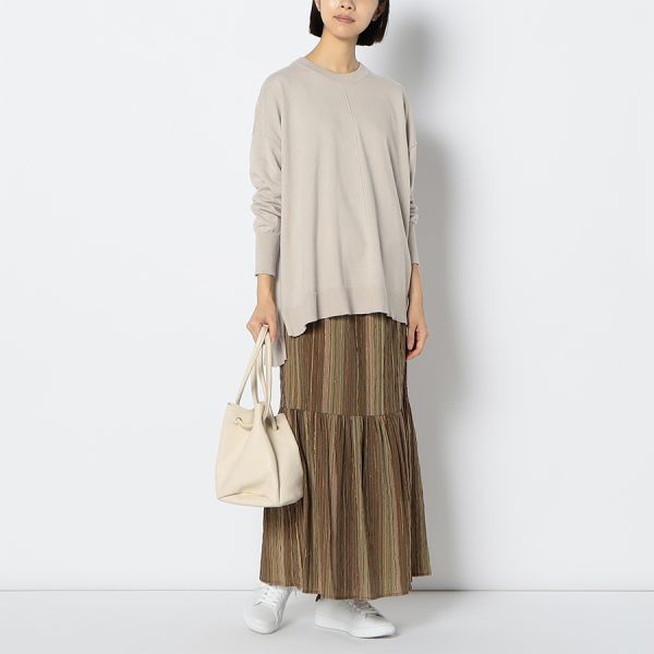 フロントシームデザインドロップショルダーニット