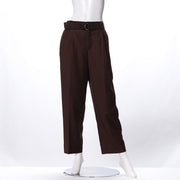 ベルト付き薄手テーパードパンツ