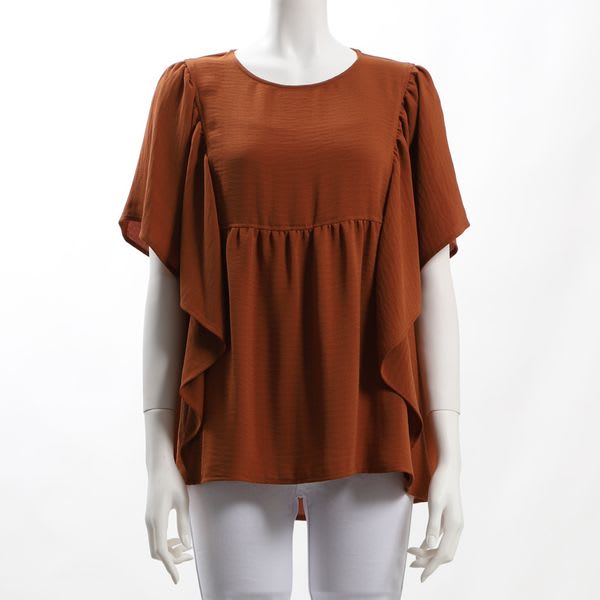 ドビークロスラウンドネックブラウス