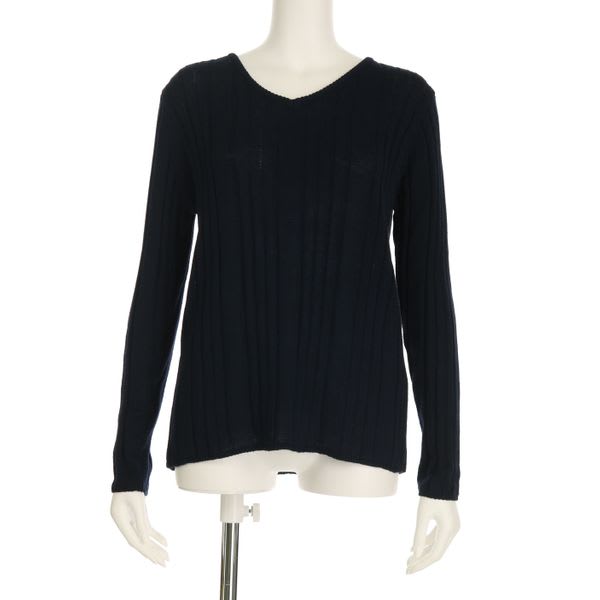 Vネックランダムリブニットプルオーバー