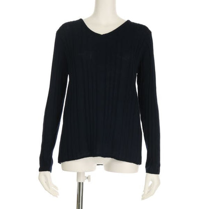 Vネックランダムリブニットプルオーバー