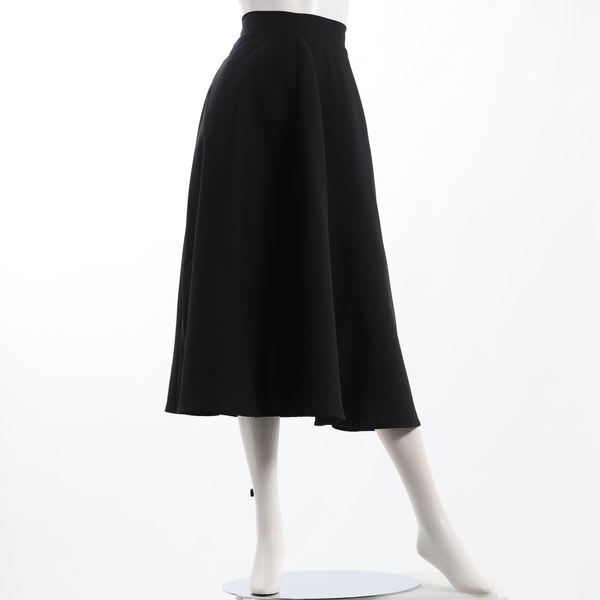 大きいサイズミディ丈麻調フレアスカート