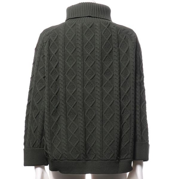 アラン模様タートルネックニット