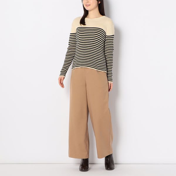 シンプルクルーネックリブニット