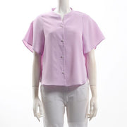 パールボタンフレアスリーブブラウス