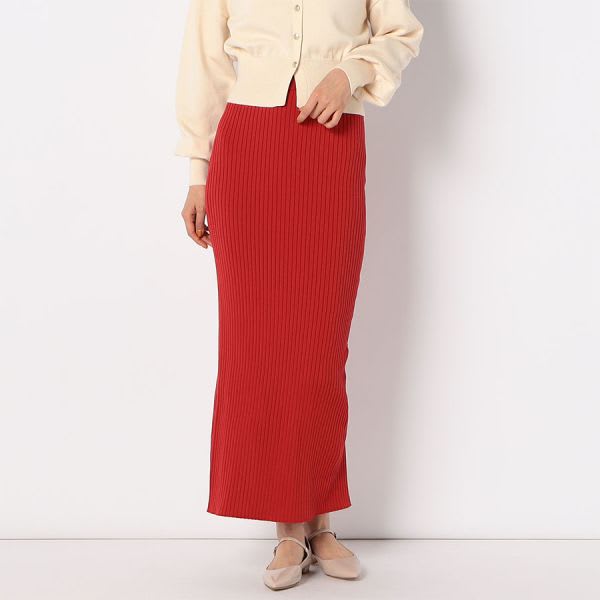 ワイドリブバックスリットニットスカート