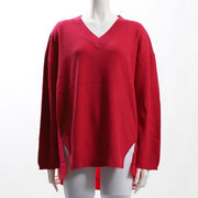 バック異素材切り替えデザインVネックニット