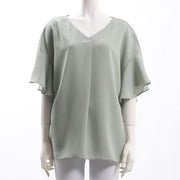 ストライプ柄Vネックブラウス