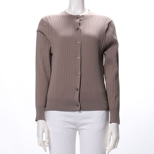 クルーネックリブニットカーディガン