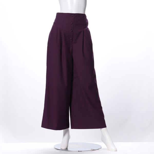 フロントボタンデザインハイウエストパンツ