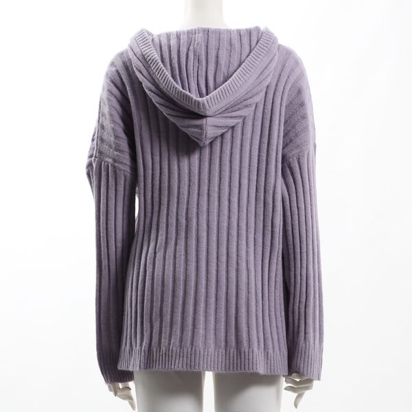 ケーブルフードニット