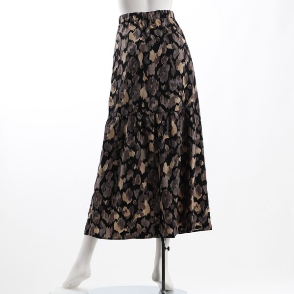 ぼかしレオパードギャザー切り替えスカート