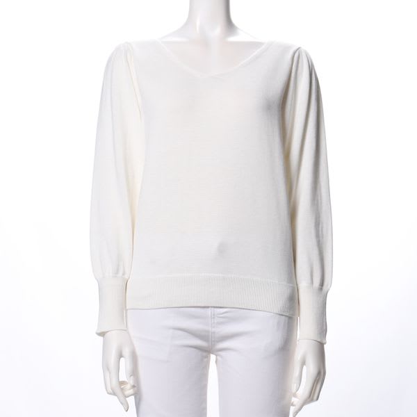 Vネックボリュームスリーブニット