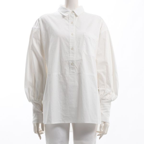 袖口リブボリュームスリーブプルオーバーシャツ