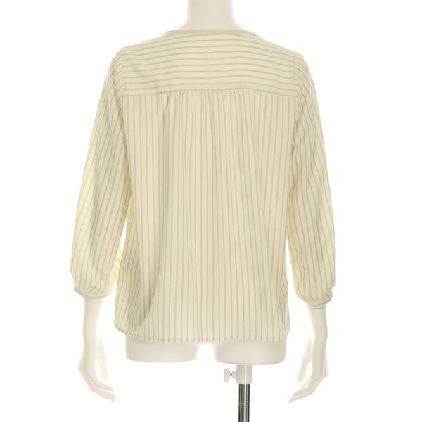 パイピングストライプ柄ブラウス