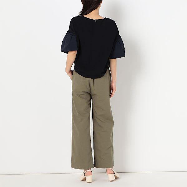 ウエストベルト付きワイドパンツ