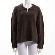 ドロップショルダー襟付きニット