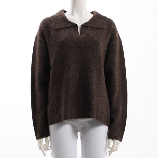 ドロップショルダー襟付きニット