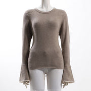 バイカラーフレアスリーブリブニット