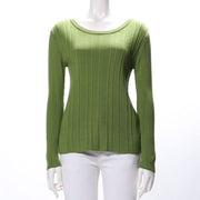 ワイドリブラウンドネックニット