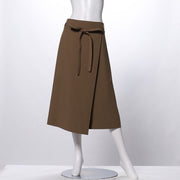 リボンベルト付きラップ風スカート