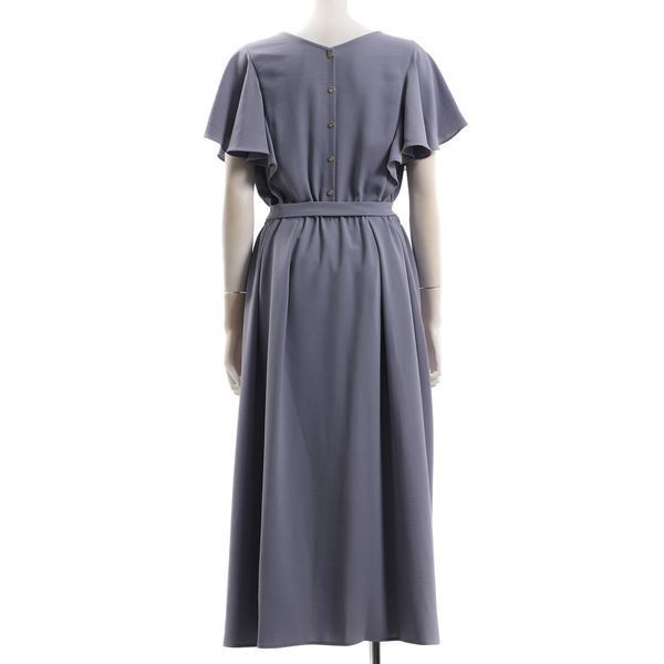 【接触冷感/UVカット/速乾/ストレッチ/冷感機能】ラッフルスリーブウエストリボン付き2wayワンピース