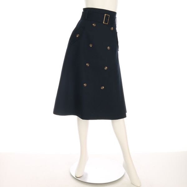 トレンチ風ベルト付きフレアスカート