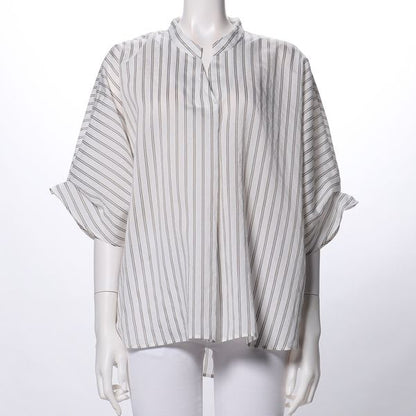 ストライプ柄お袖デザインブラウス