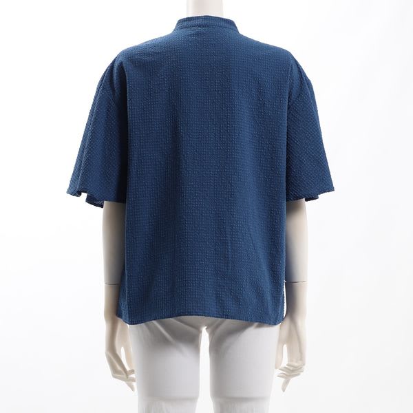 凹凸素材フレアスリーブブラウス