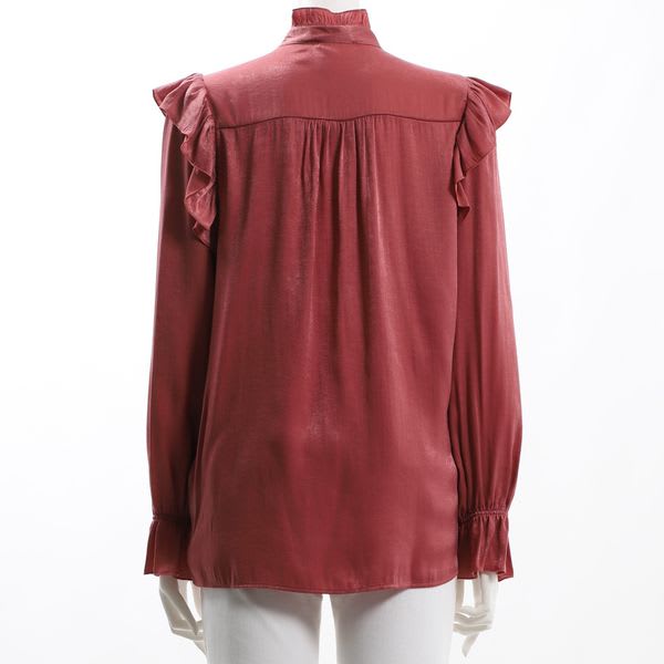 フリル前開きブラウス