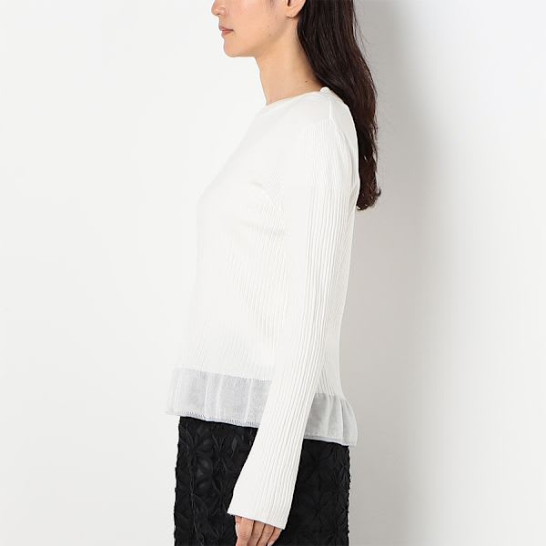 裾切り替えデザインリブニット