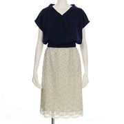 布帛とレースのドッキングワンピース