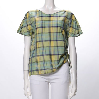 マドラスチェックふんわり袖ブラウス