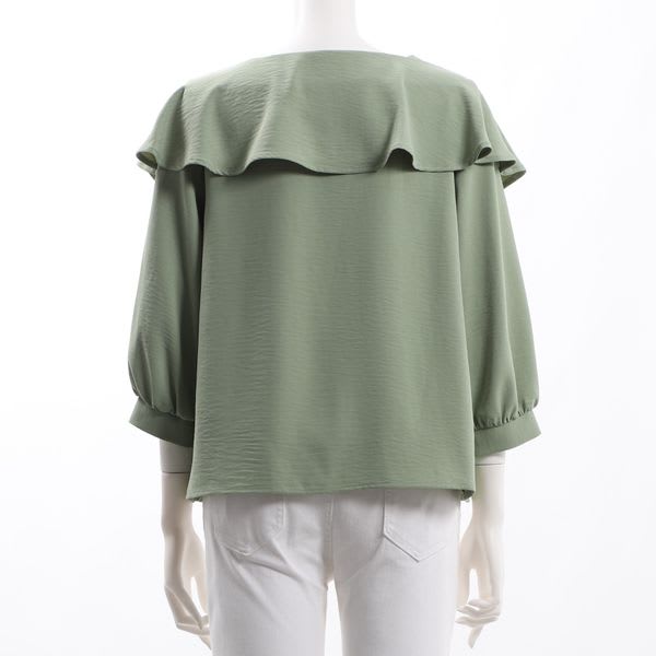 ケープ風フリルパフスリーブブラウス