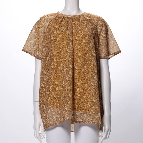 シアーお袖小花柄ブラウス