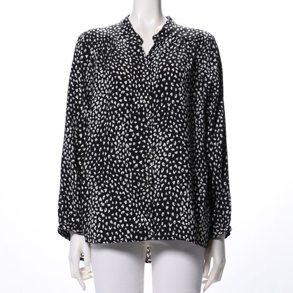 ハートレオパードプリントフロントボタンブラウス