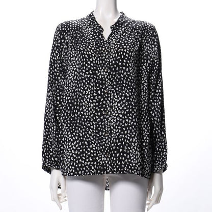 ハートレオパードプリントフロントボタンブラウス