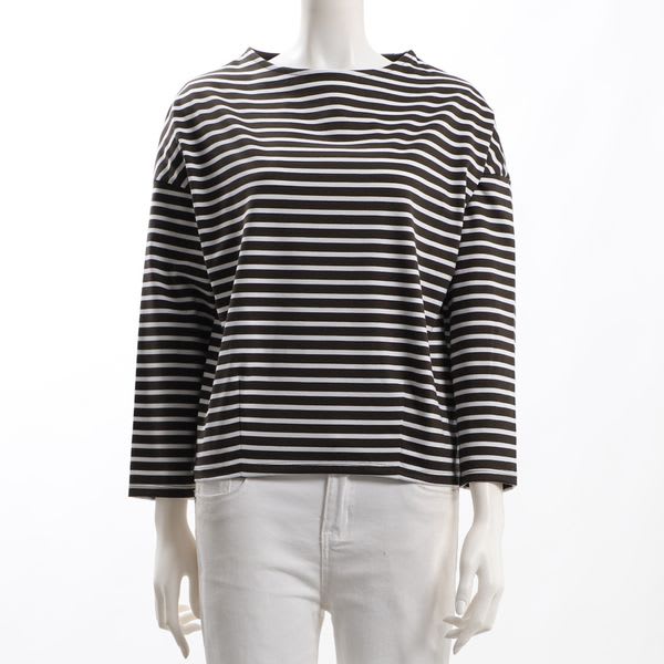 オフネックボーダー柄カットソー