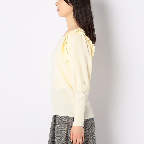 スクエアネックフリルニット