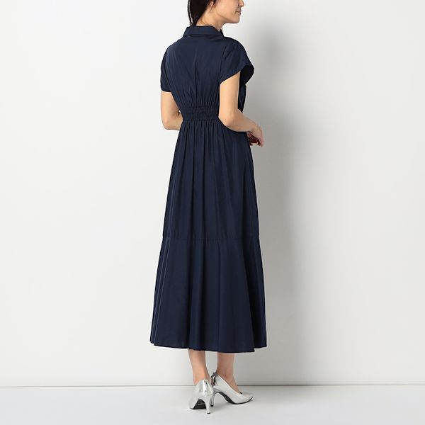 アシンメトリーカシュクールシャツワンピース